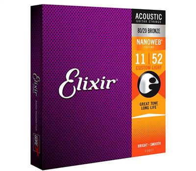 Elixir Nanoweb Coated 80/20 Bronze Custom Light .011-.052