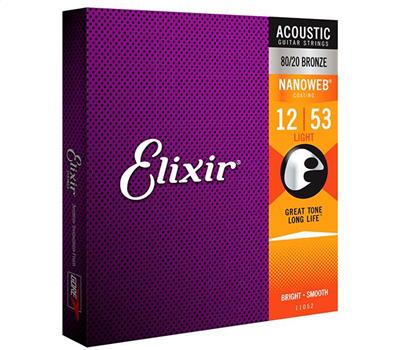 Elixir Nanoweb Coated 80/20 Bronze Light .012-.0532
