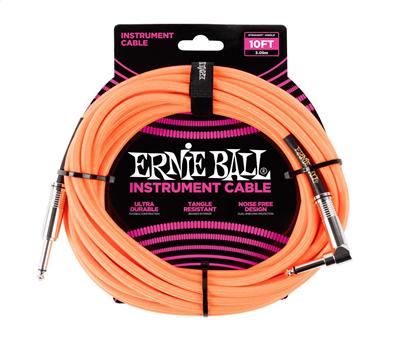 Ernie Ball Instrumentenkabel gerade/gewinkelt neonorange 3 Meter