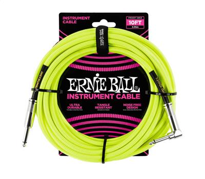 Ernie Ball Instrumentenkabel gerade/gewinkelt neongelb 3 Meter