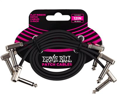 Ernie Ball Patchkabel flach gewinkelt/gewinkelt schwarz 30cm 3er Pack