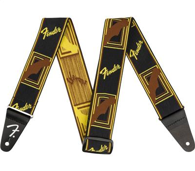 Fender Weighless Monogrammed Strap Black Yellow Brown