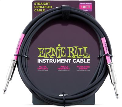 Ernie Ball Instrumentenkabel gerade/gerade schwarz 3.04 Meter
