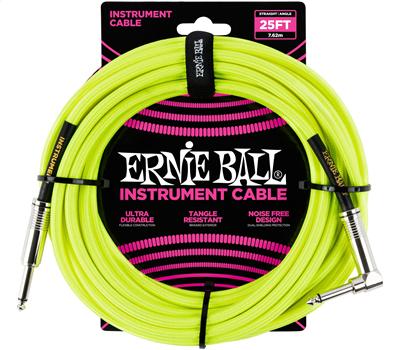 Ernie Ball Instrumentenkabel gerade/gewinkelt neongelb 7.62 Meter