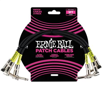 Ernie Ball Patchkabel gewinkelt/gewinkelt schwarz 30cm 3er Pack