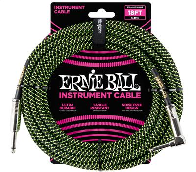 Ernie Ball Instrumentenkabel gerade/gewinkelt schwarz/grün 5.49 Meter