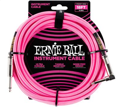 Ernie Ball Instrumentenkabel gerade/gewinkelt neonpink 5.49 Meter