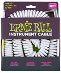 Ernie Ball Instrumentenkabel Spiralkabel gerade/gewinkelt weiß 9.14 M
